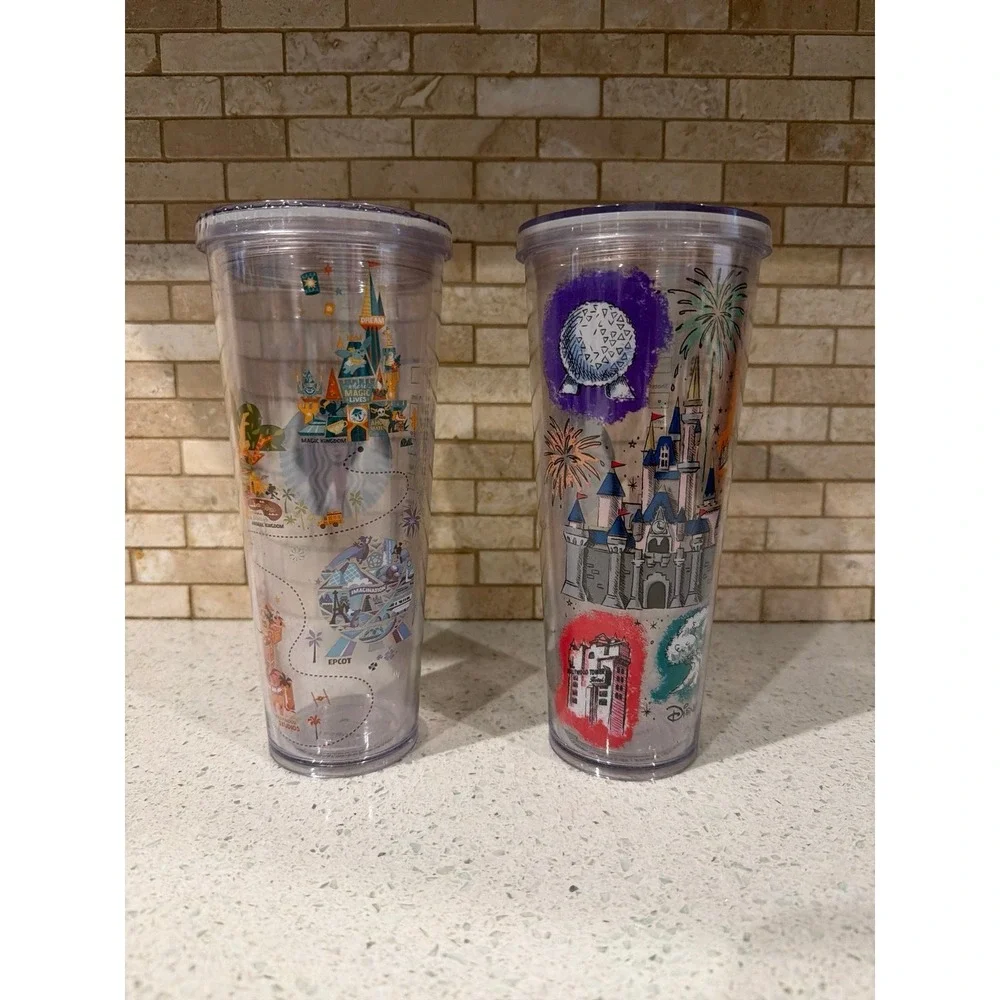 Disney Parks Starbucks Travel Tumbler Set Castle EPCOT Magic Kingdom Animal King